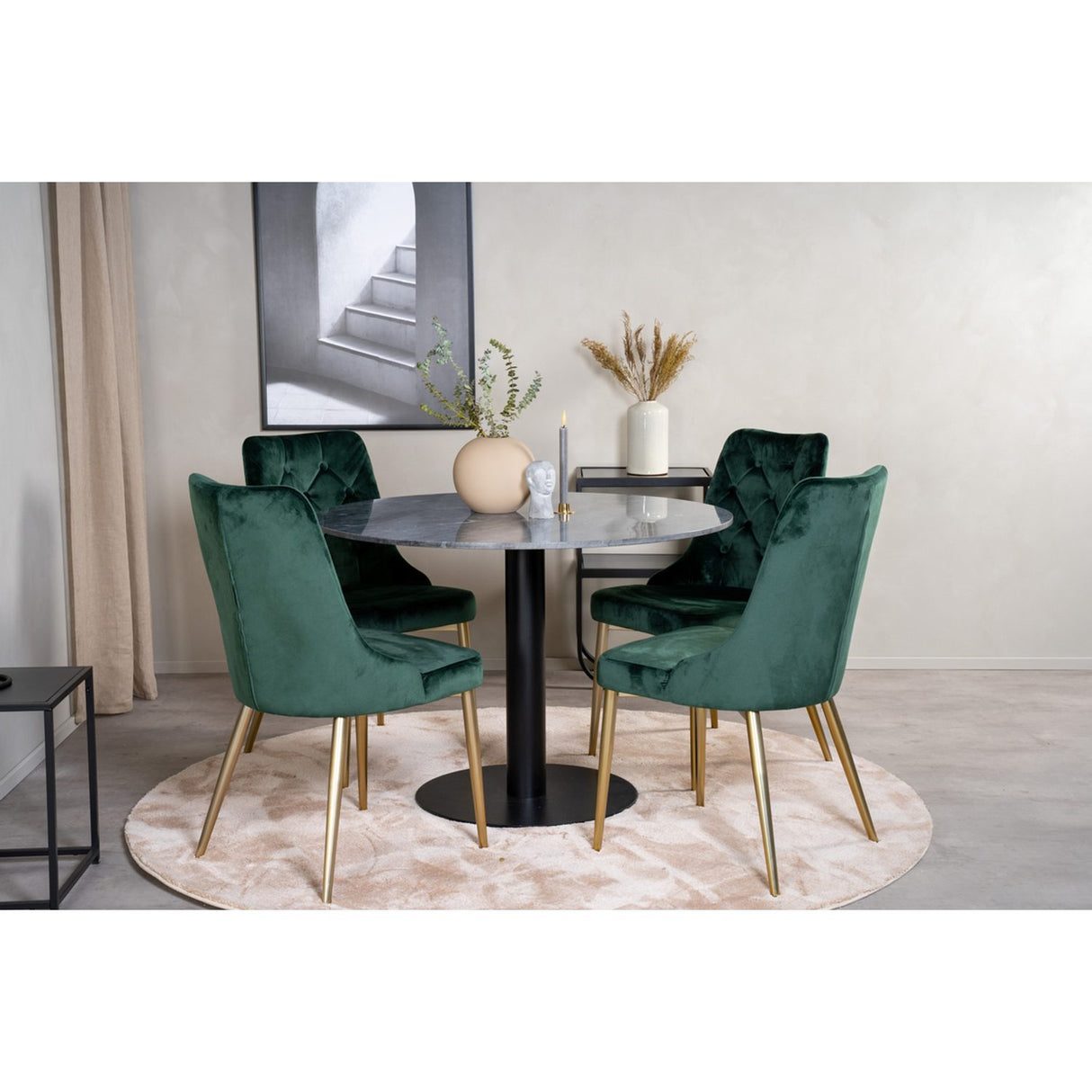 Estelle, Velvet Deluxe Rund matgrupp Svart