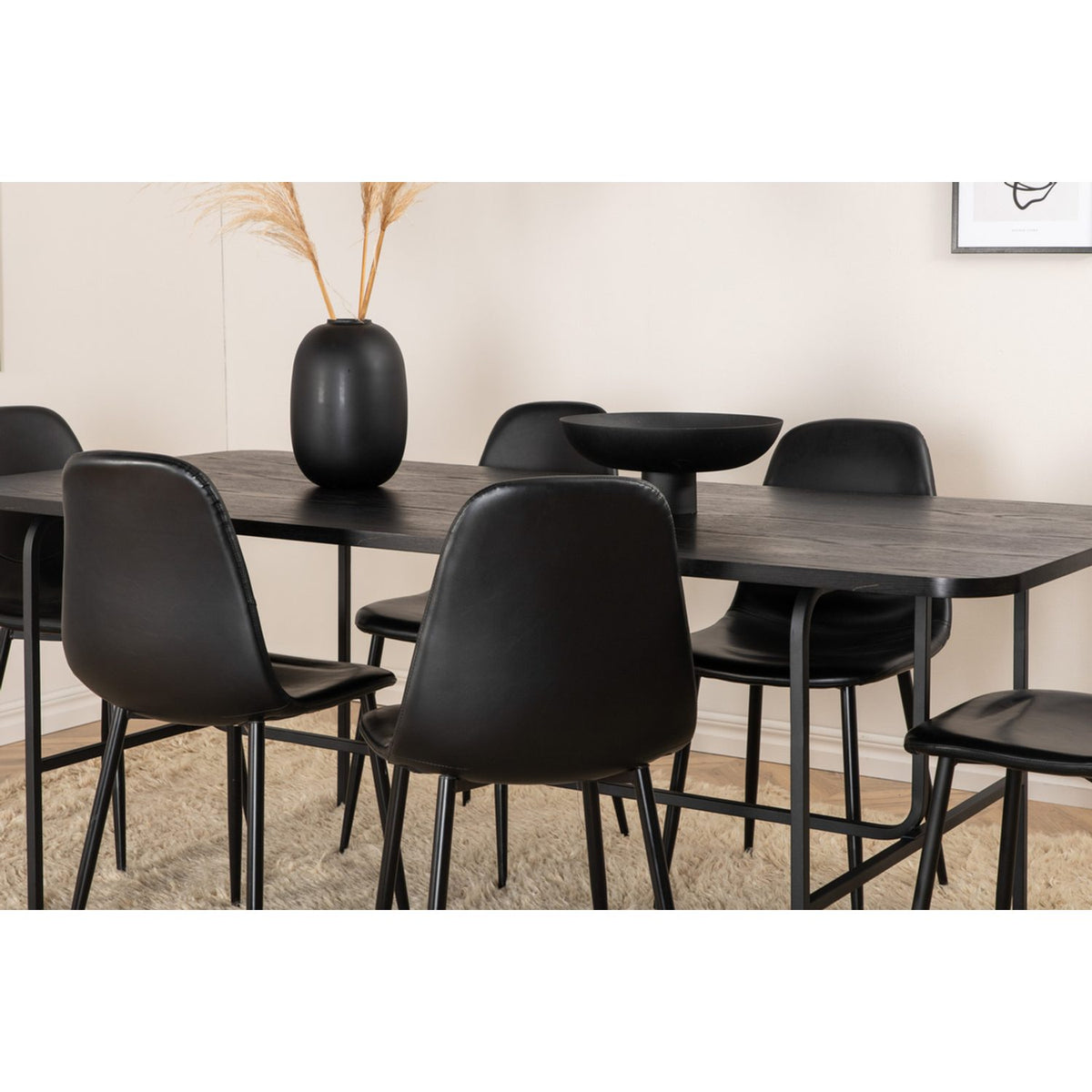 Uno, Polar Rektangulär matgrupp Svart, Svart, 200 x 90