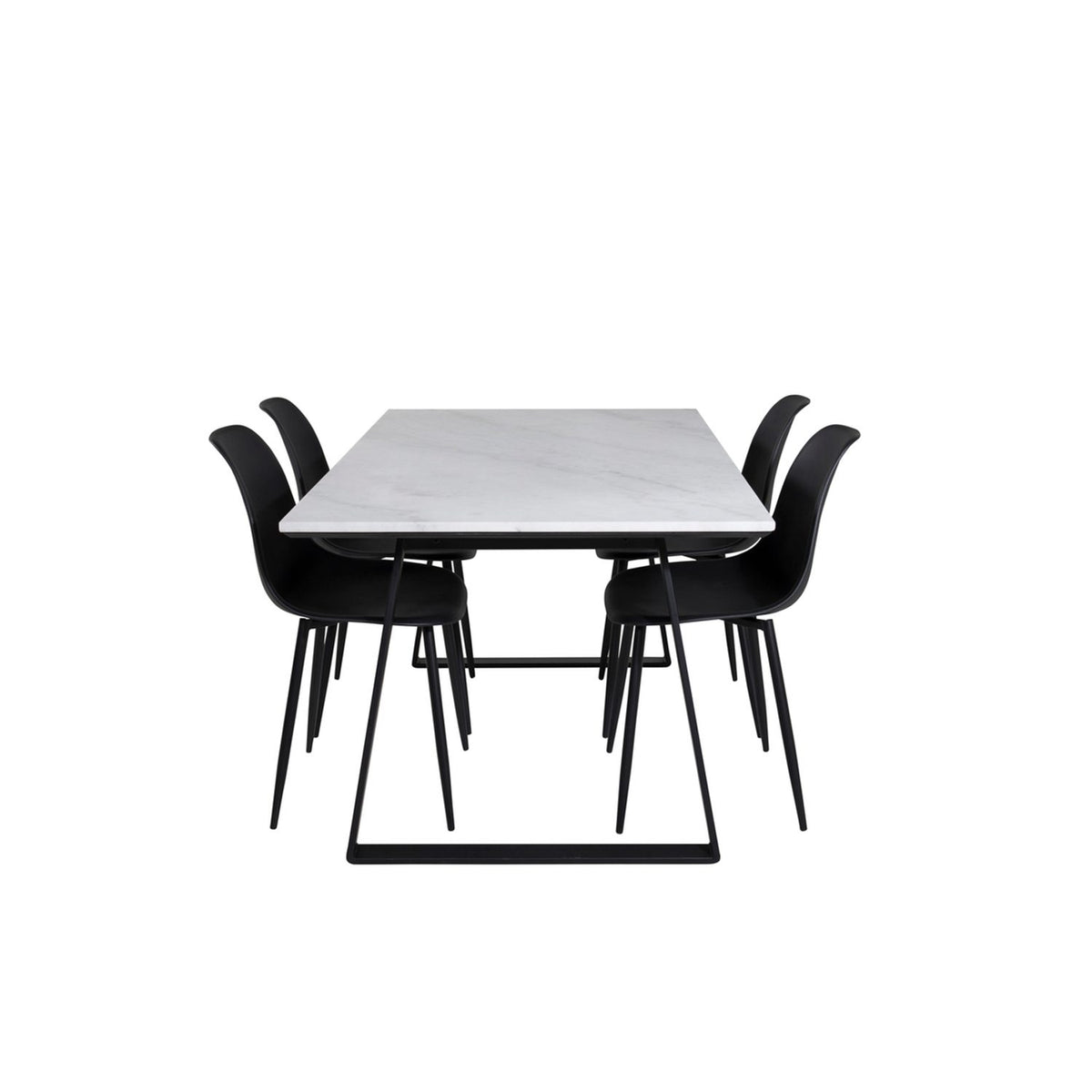 Estelle, Polar Rektangulär matgrupp Svart, Svart, vit, 140 x 90