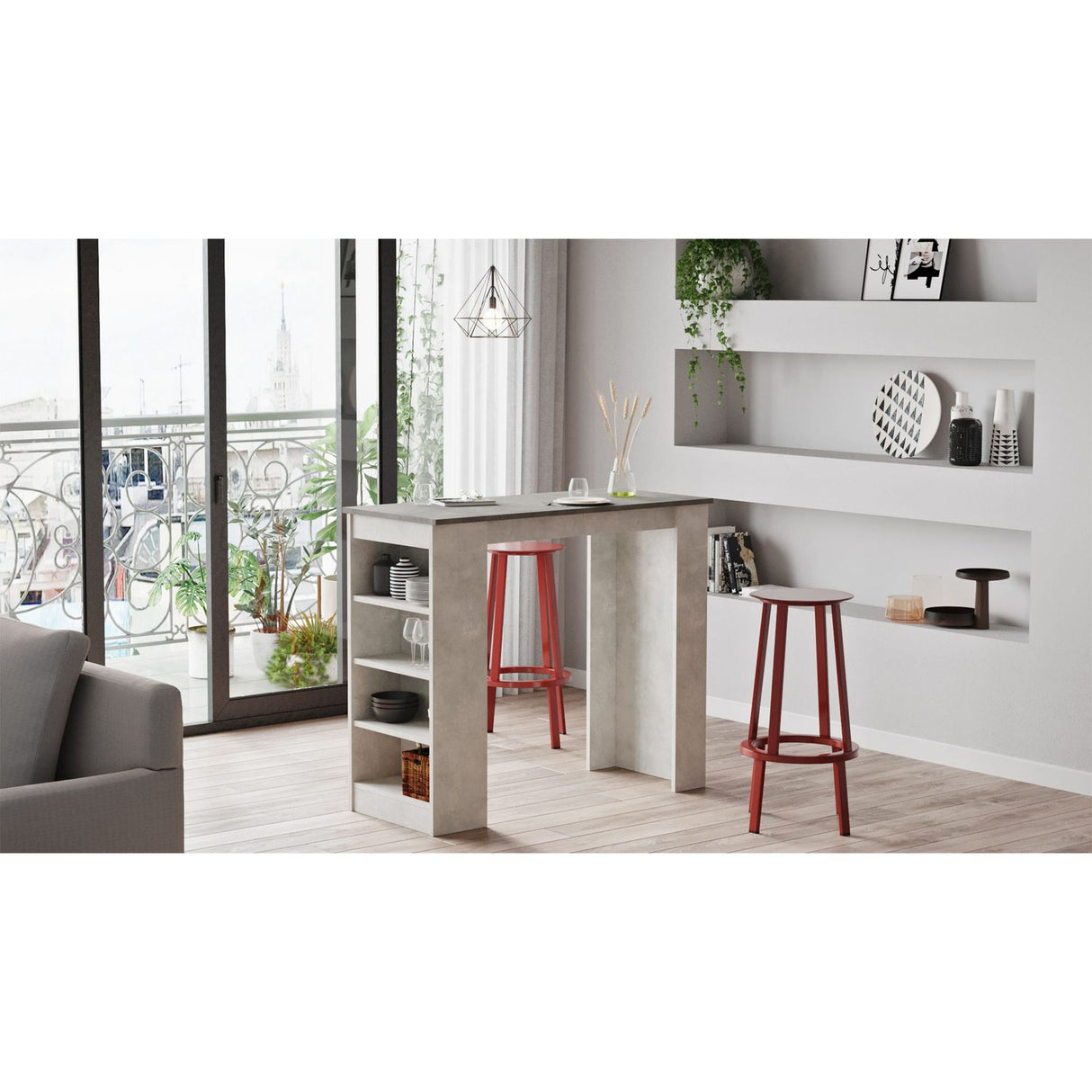 Stavro Bar (120 x 101,8 x 51,6 cm) Bardisk Grå