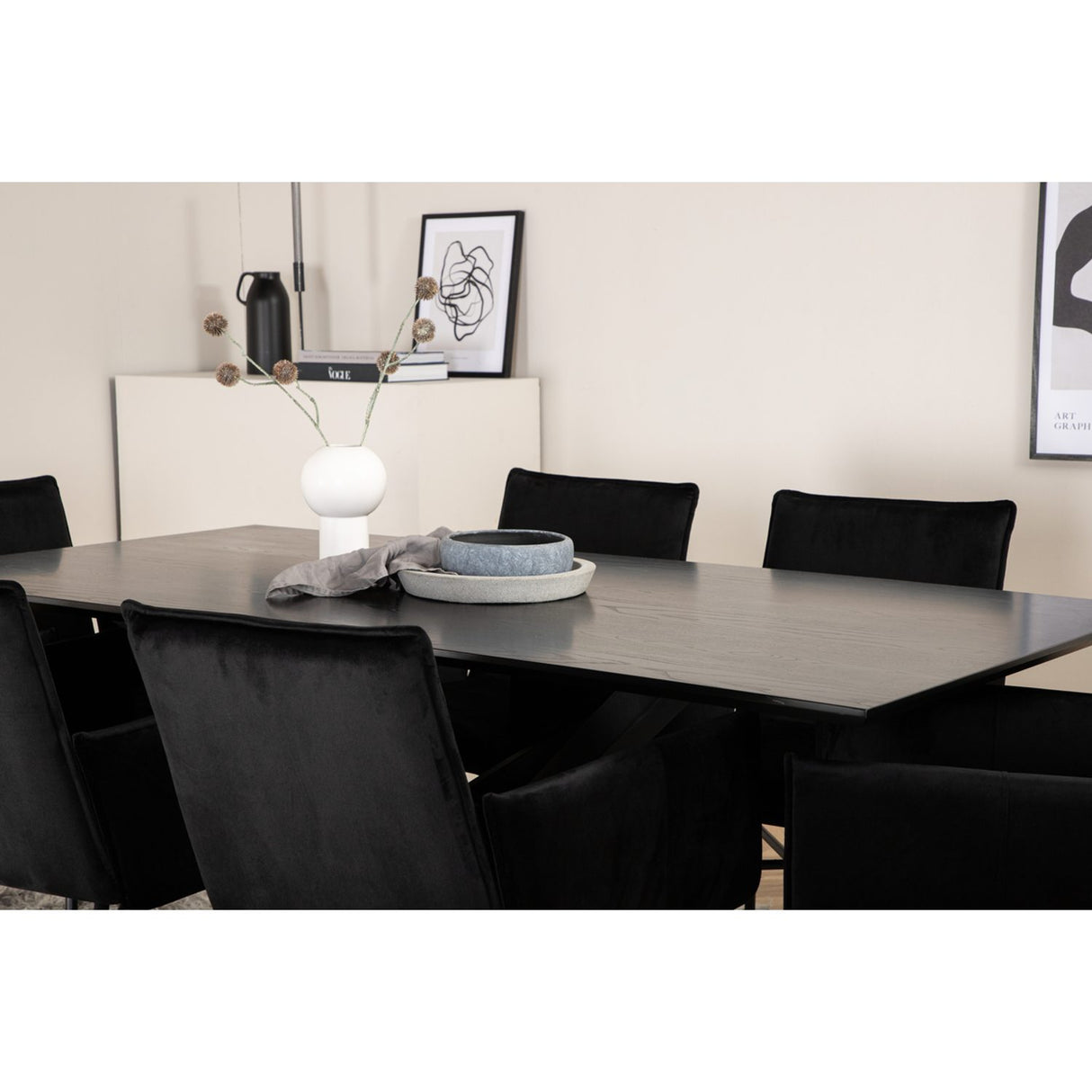 Piazza, Petra Rektangulär matgrupp Svart, Svart, 180 x 90