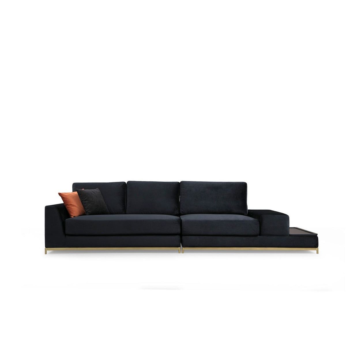 Line med sidobord (320 x 102 x 84 cm) Svart Guld 4-sitssoffa
