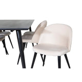 Dipp, Velvet Rektangulär matgrupp Beige,Svart, Svart, 180 x 90