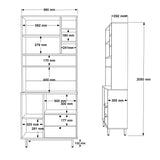 Sapporo Wide (88 x 205 x 35,5 cm) Förvaringsskåp Ek antracit