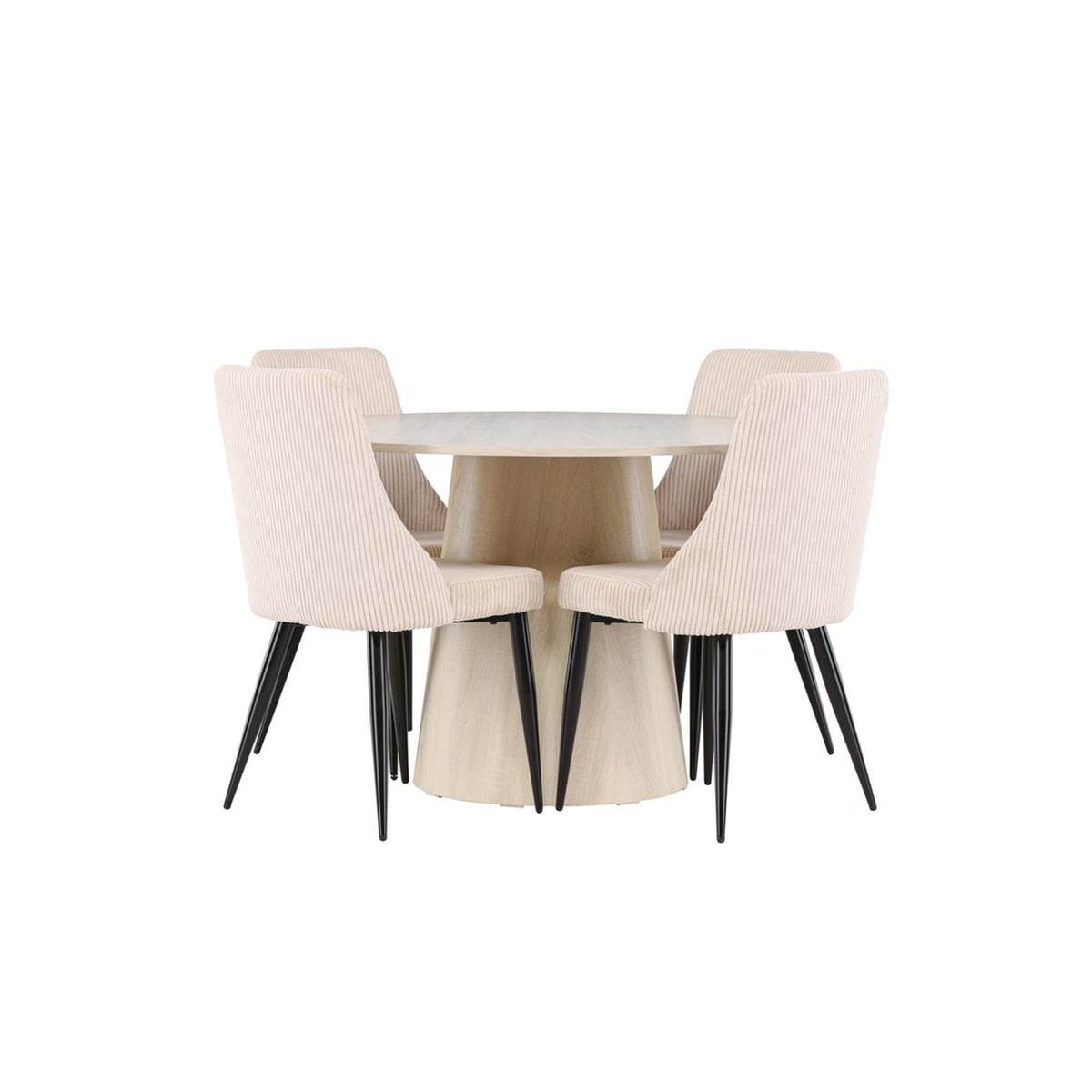 Lanzo, Leone Rund matgrupp Beige,Svart, Vitlaserad, ⌀120