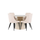 Lanzo, Leone Rund matgrupp Beige,Svart, Vitlaserad, ⌀120
