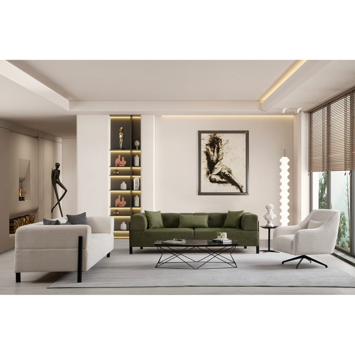 Doha 3-sits (225 x 93 x 75 cm) 3-sitssoffa Vit