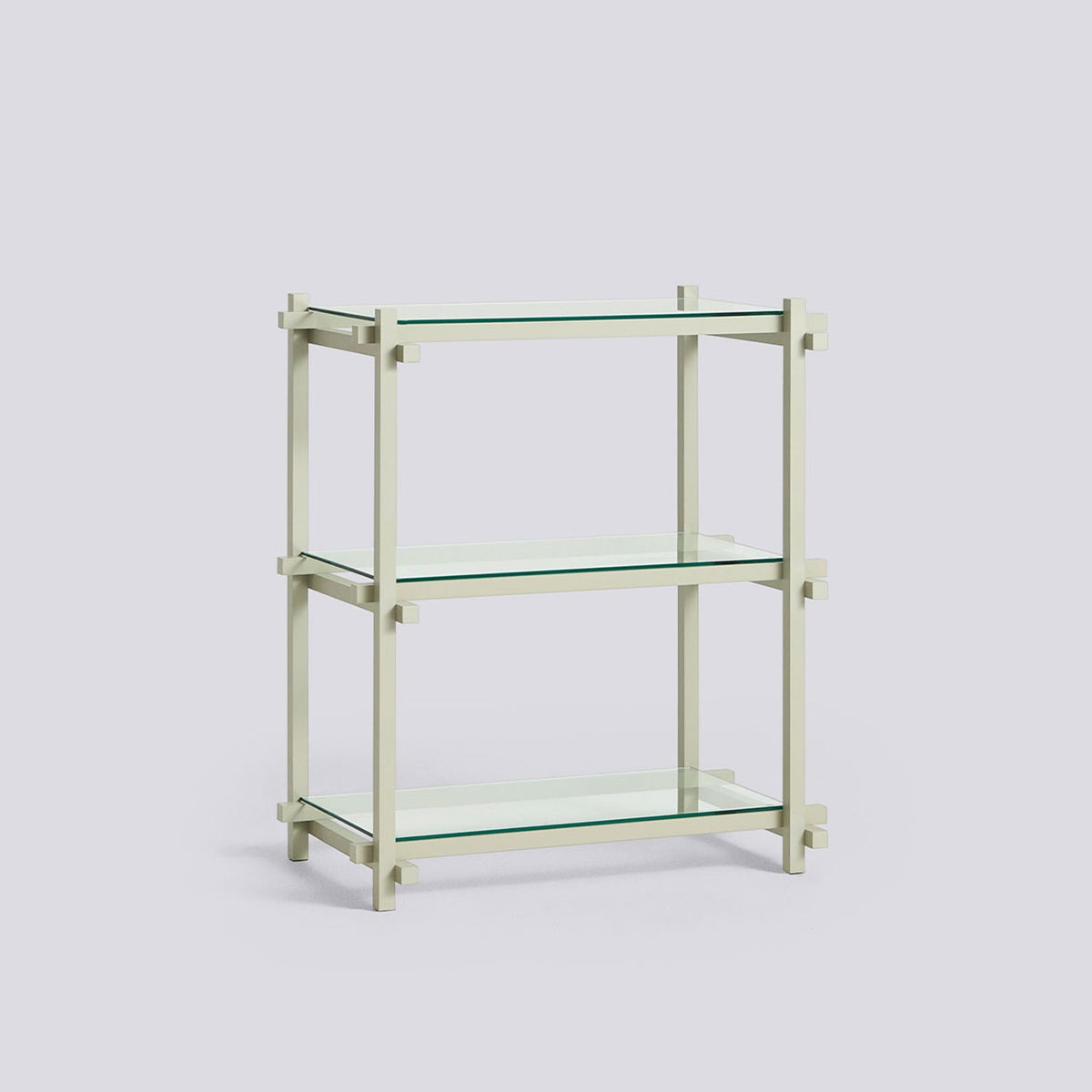 Woody smal låg Hylla Smokey grey – bok, Klart glas