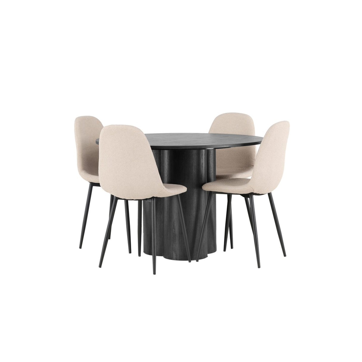 Olivia, Polar Rund matgrupp Beige, Svart, 4st