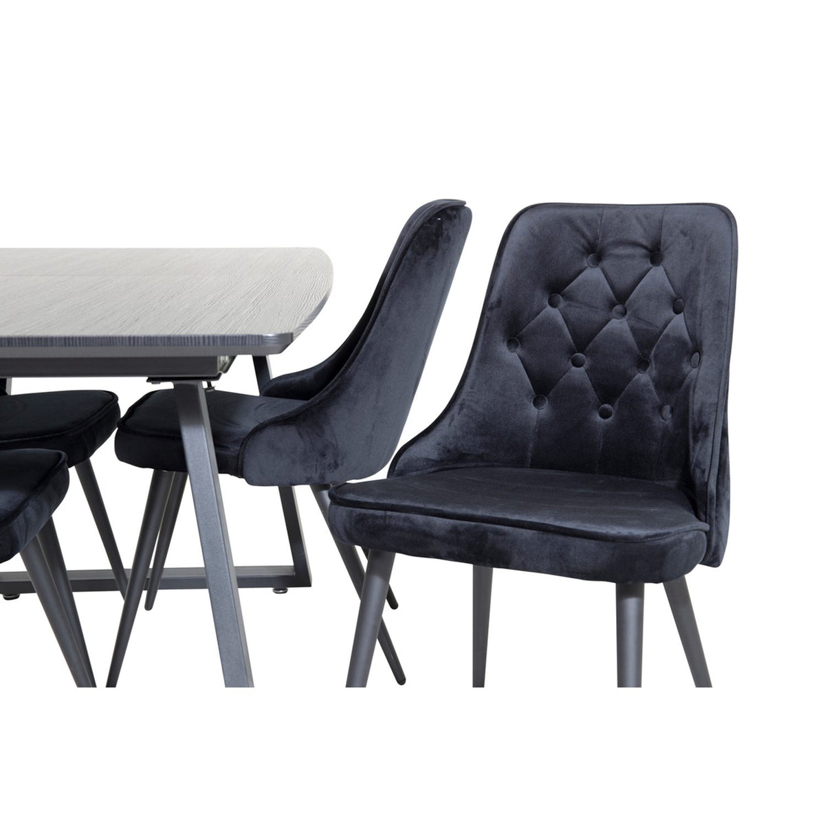 Inca, Velvet Deluxe Rektangulär matgrupp Svart, Svart, 160 x 85