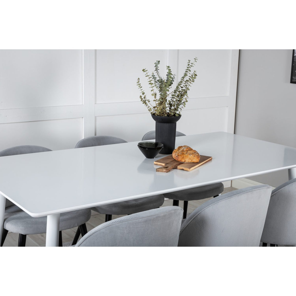 Polar, Velvet Rektangulär matgrupp Svart,Ljusgrå, Vit, 180 x 90