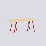 Loop Stand L160 × B77,5 × H74 cm Matbord klarlackerad ekfaner, Maroon red – pulverlackerat stål