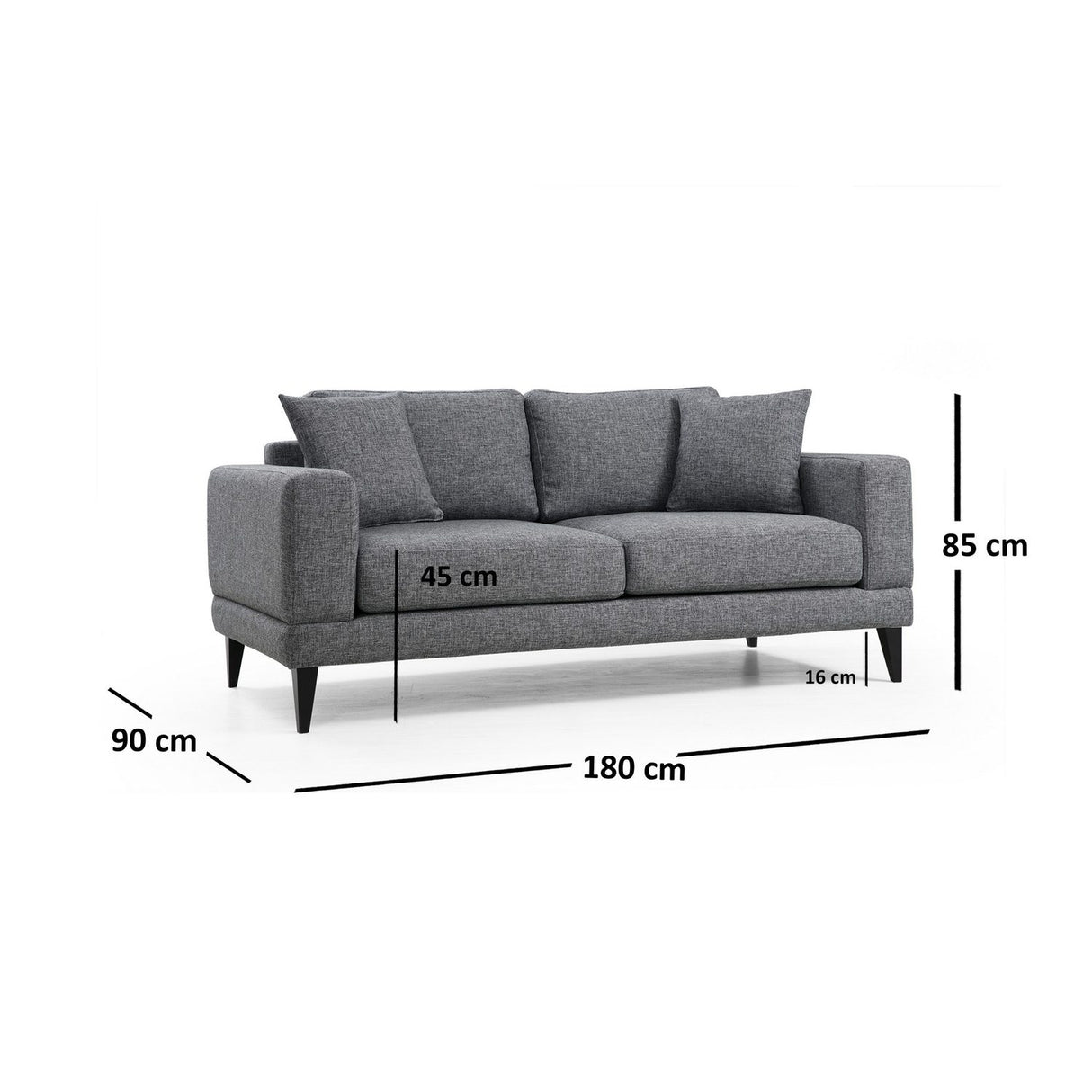 Helsingfors 2-sits (180 x 90 x 85 cm) Mörkgrå 2-sitssoffa