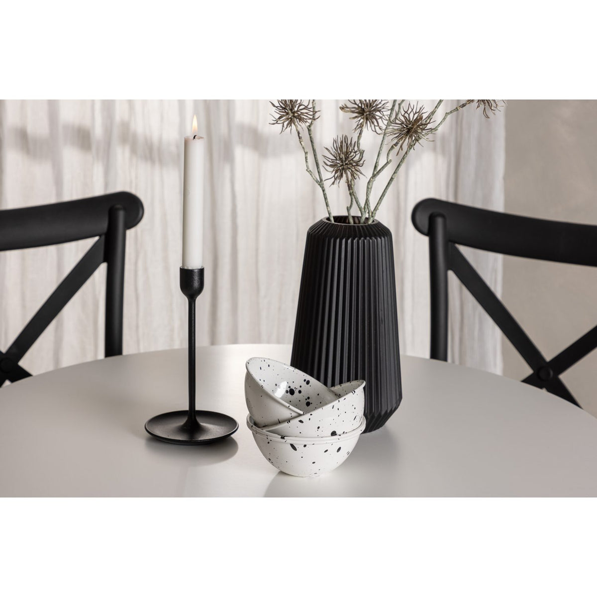 Hamden, Crosett Rund matgrupp Svart, Vit, ⌀80