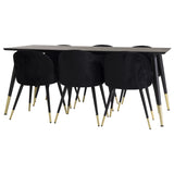 Dipp, Velvet Rektangulär matgrupp Svart,Guld, Svart,Guld, 180 x 90