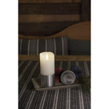 Vaxljus vitt med folie LED timer 4/8h 2xC Dekorationsljus El 7,5x15,5cm, Silver