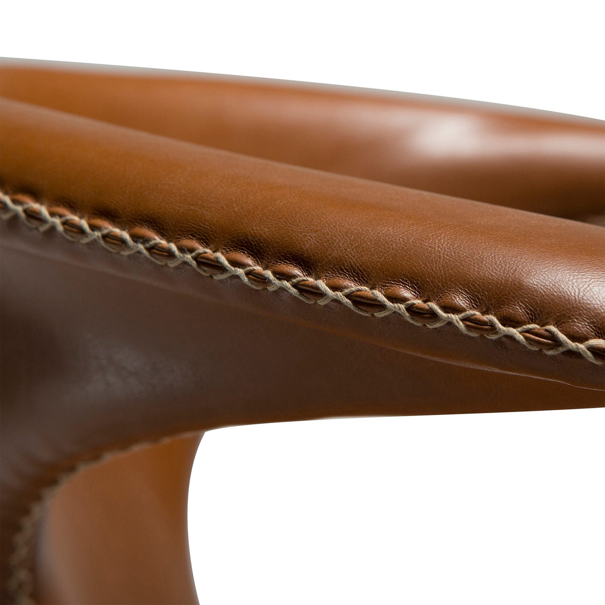 Flair Stol Vintage Light Brown Art.Leather, Round Black