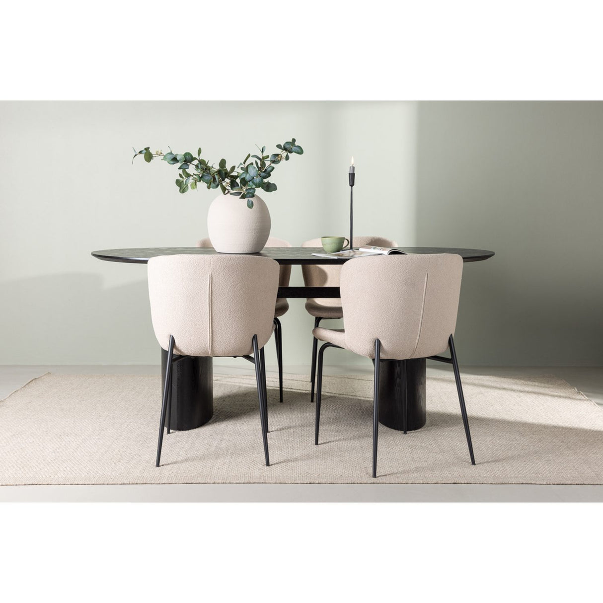 Isolde, Modesto Oval matgrupp Beige,Svart, Svart, 180 x 90