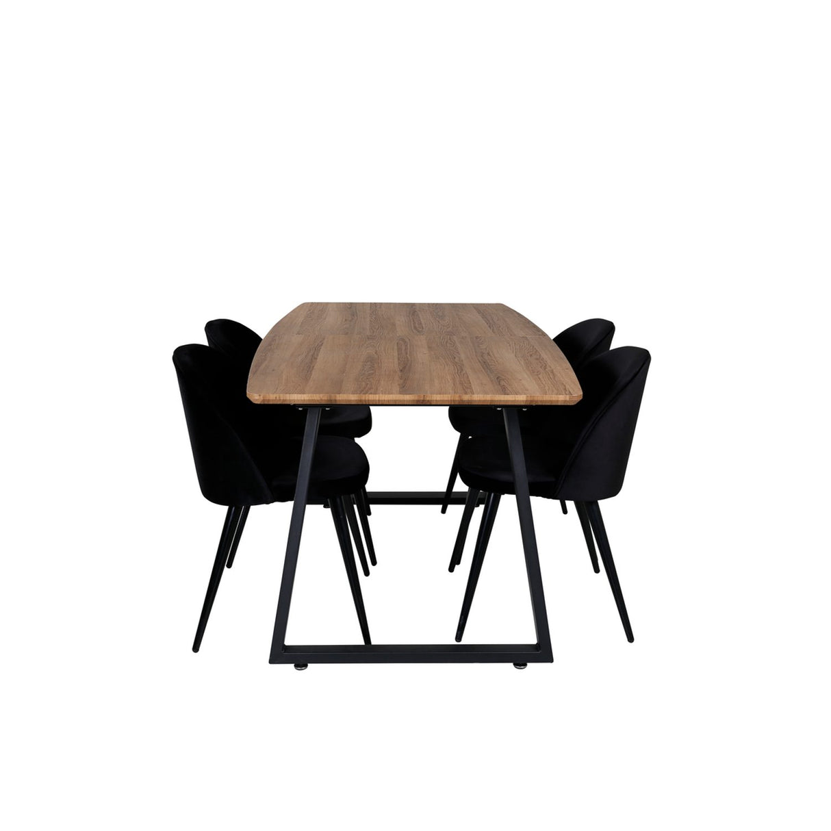 Inca, Velvet Rektangulär matgrupp Svart, Svart,Natur, 160 x 85