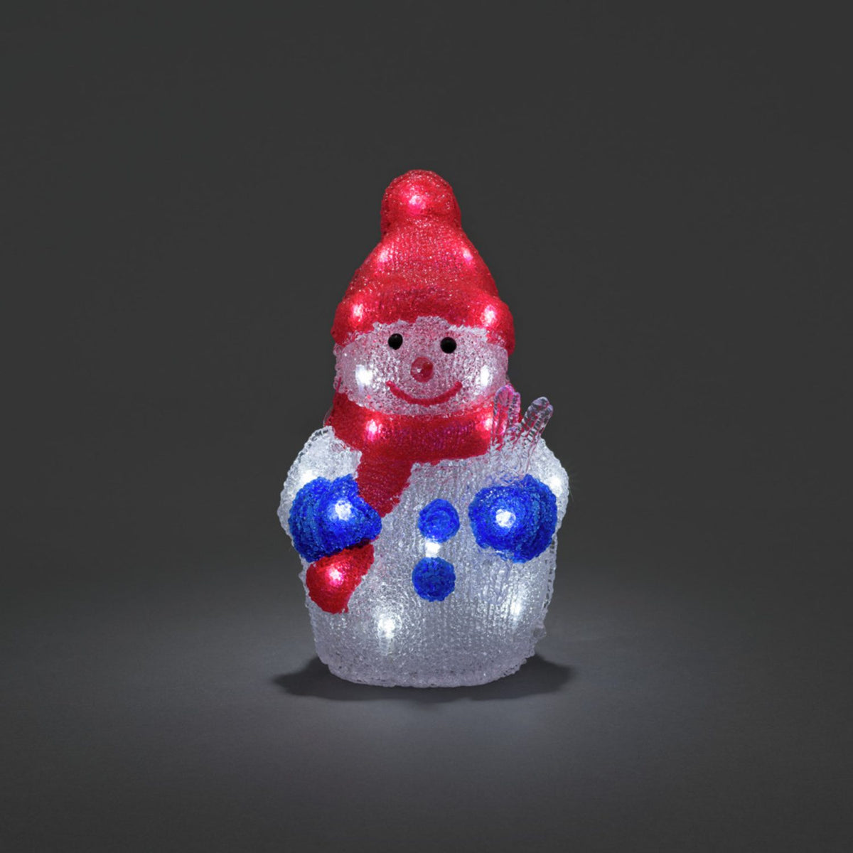 Snögubbe akryl 30 cm vita LED Ljusdekoration Ute
