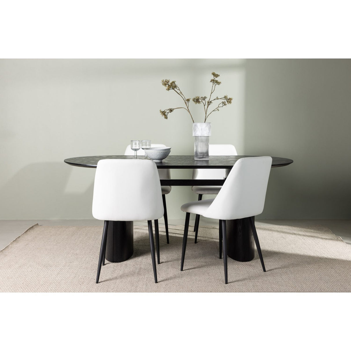 Isolde, Night Oval matgrupp Svart,Vit, Svart, 180 x 90