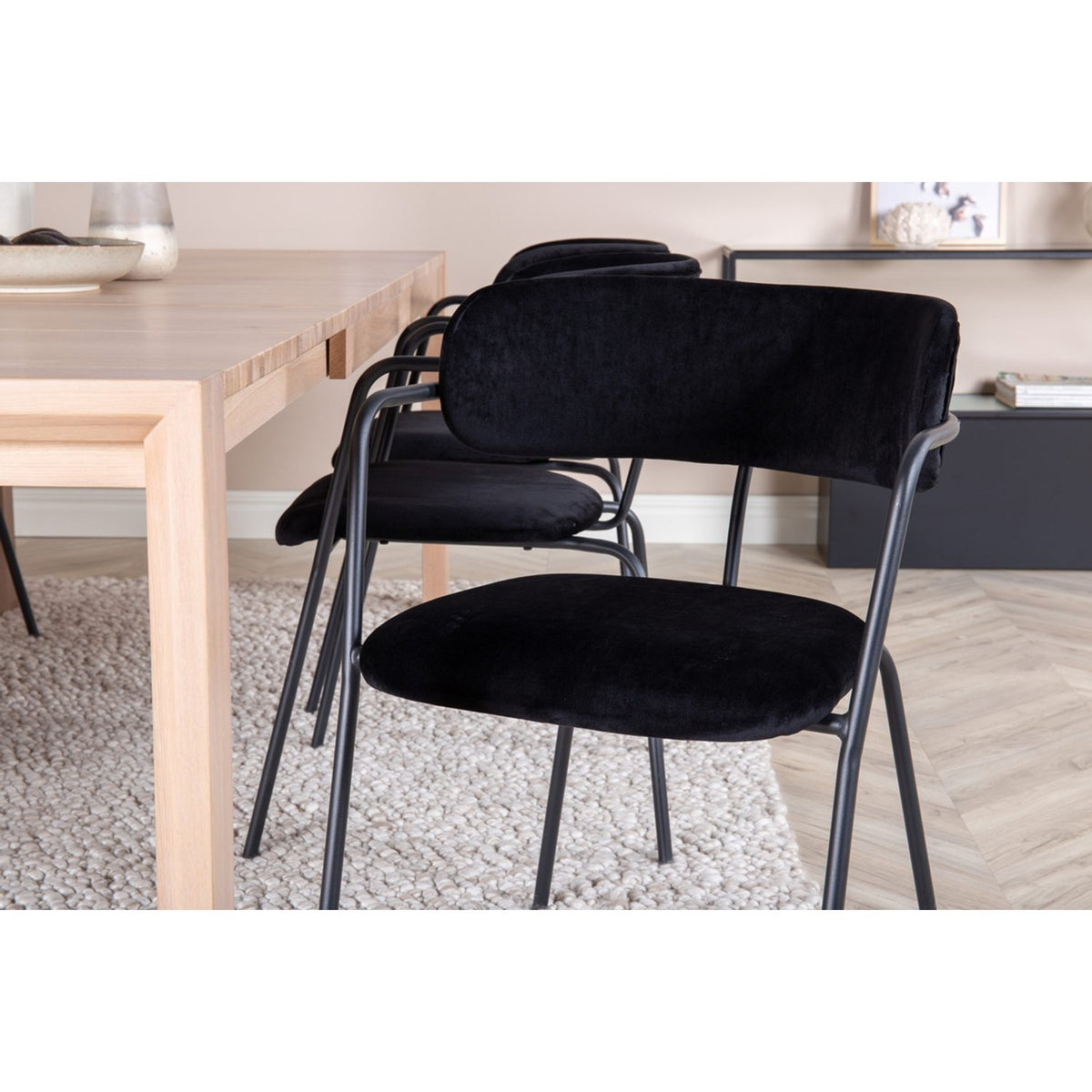 Slider, Arrow Rektangulär matgrupp Svart, Vitlaserad, 170 x 95
