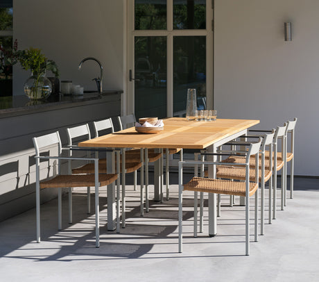 Lyon Utebord 100x224-304 cm Light Grey/ Teak