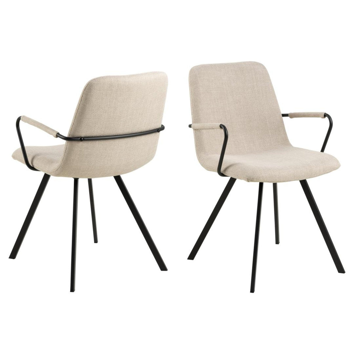 Selina Matstol med Armstöd Basel tyg Beige