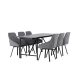 Astrid, Rosie Rektangulär matgrupp Svart,Grå, Svart, 200 x 90