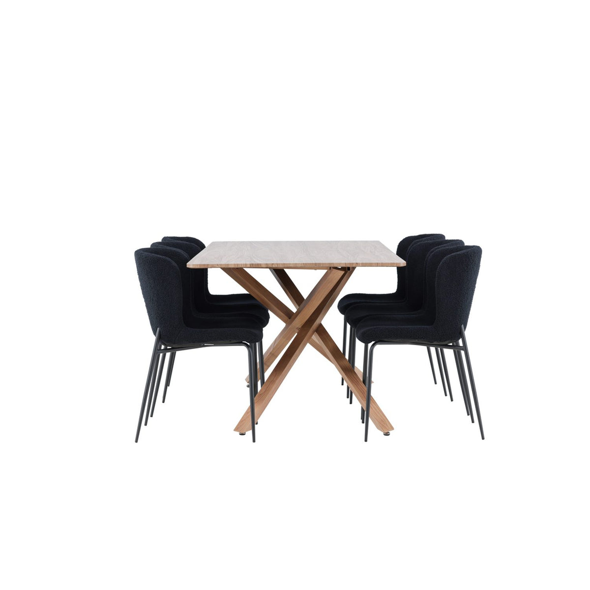 Piazza, Modesto Rektangulär matgrupp Svart, Mocka, 180 x 90