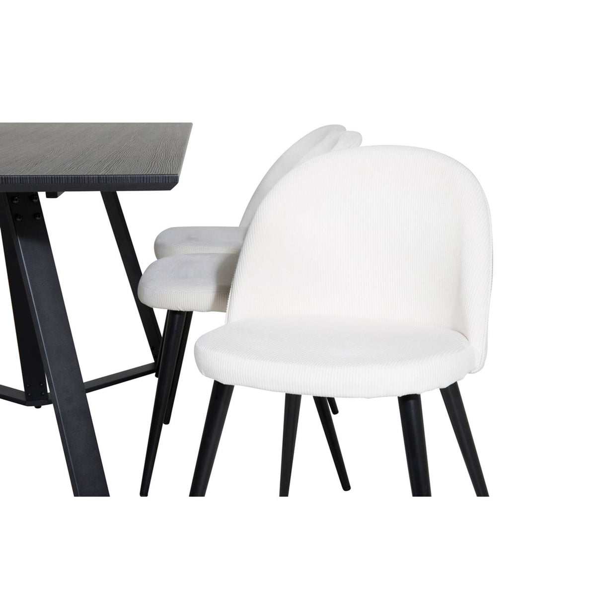Marina, Velvet Rektangulär matgrupp Svart,Crème, Svart, 180 x 90