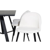 Marina, Velvet Rektangulär matgrupp Svart,Crème, Svart, 180 x 90