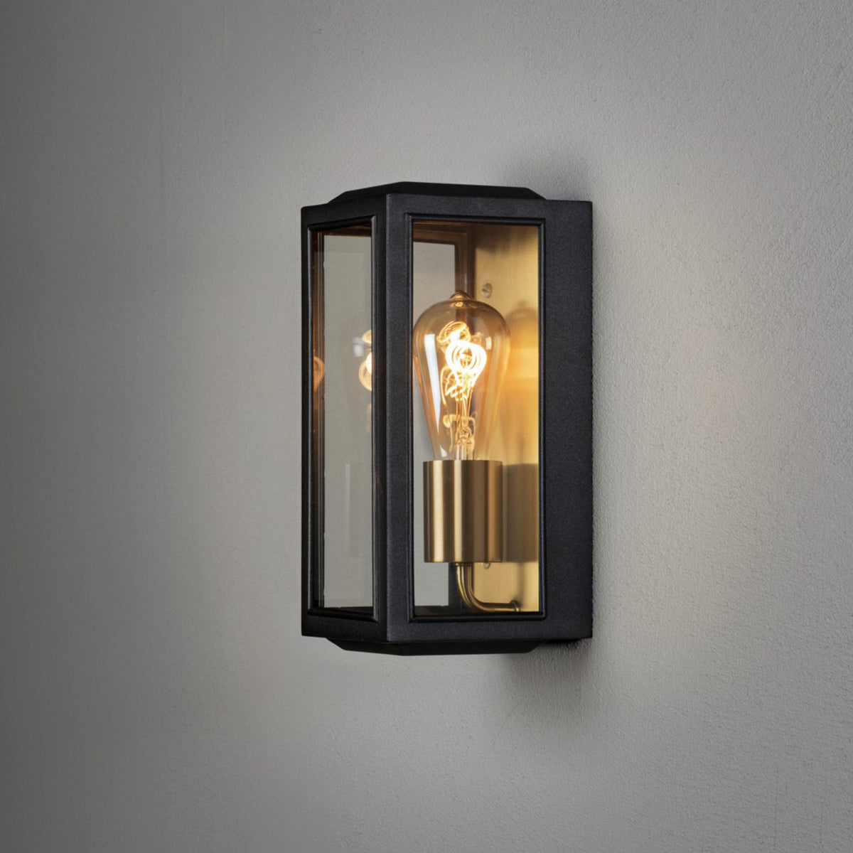 Carpi E27 Vägglampa Ute Svart/Mässing, Liten (12.5 cm)