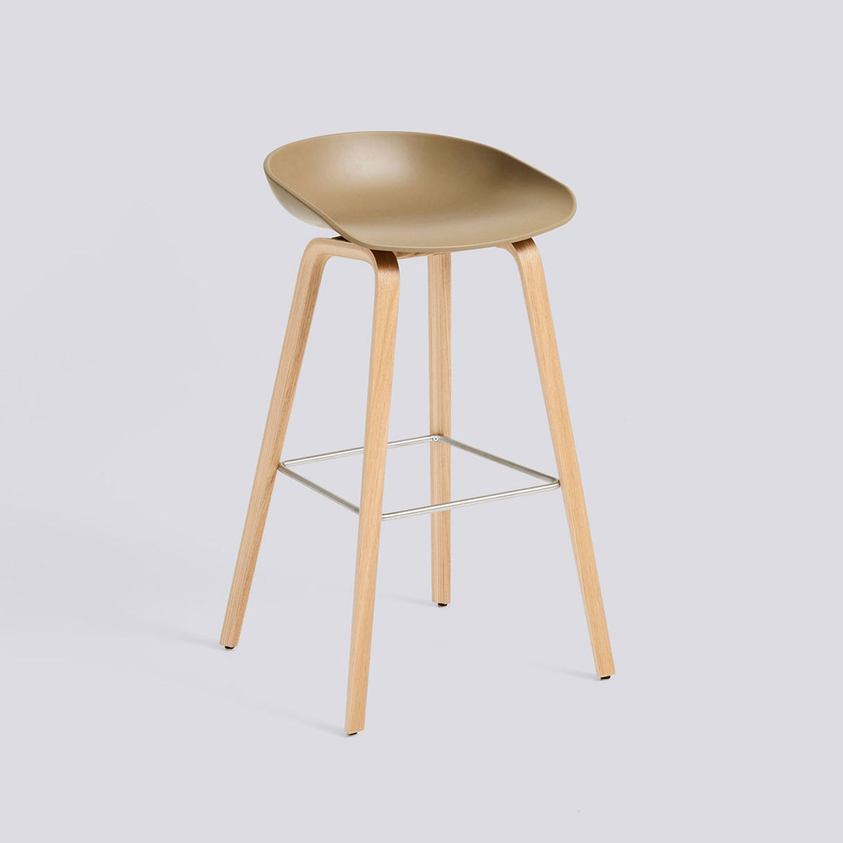 AAS 32 75 cm Barpall Clay 2.0, ekfaner med vattenbaserad lack, Rostfritt stål