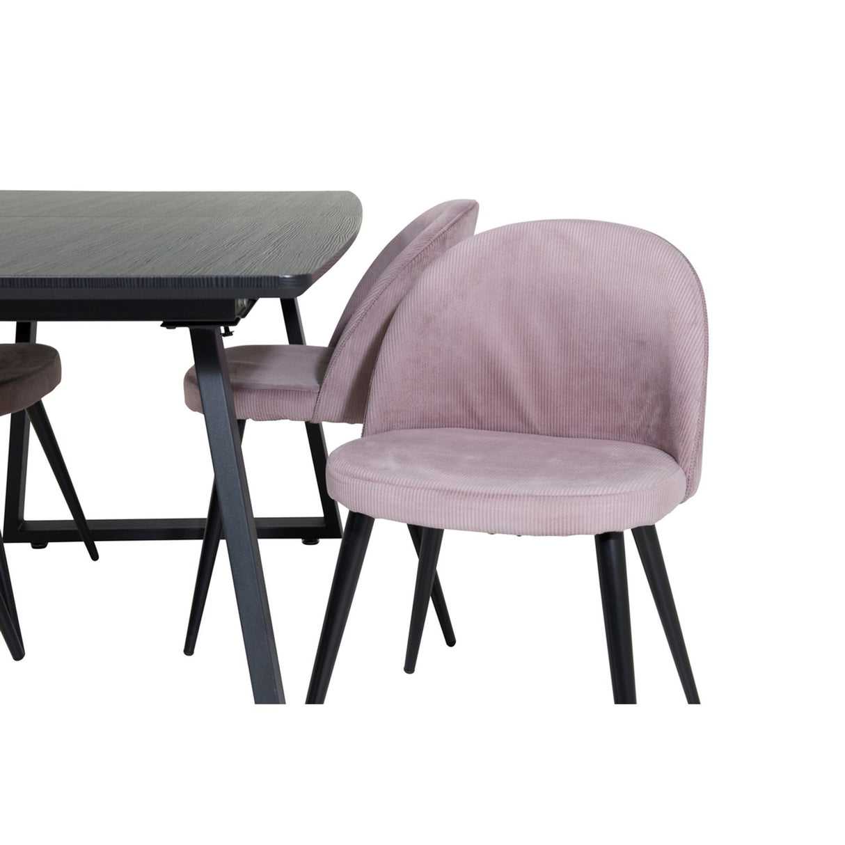 Inca, Velvet Rektangulär matgrupp Svart,Dammrosa, Svart, 160 x 85