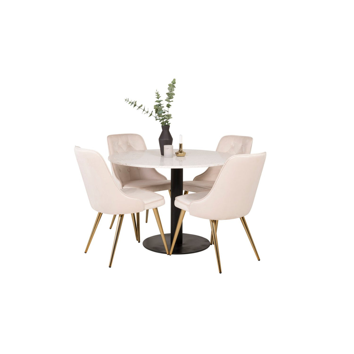 Razzia, Velvet Deluxe Rund matgrupp Beige,Guld, Svart,Vitt, ⌀106