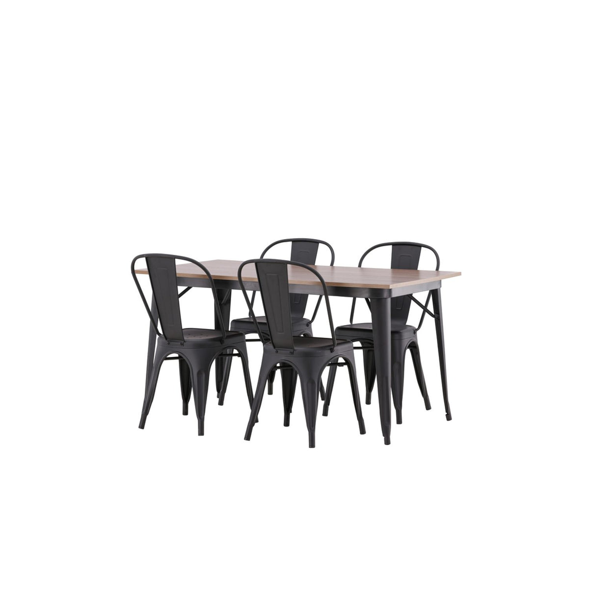 Tempe, Tempe Rektangulär matgrupp Svart, Valnöt, 140 x 80