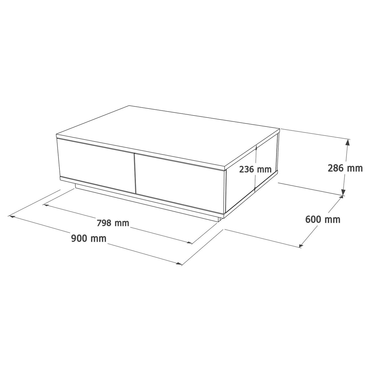 Bissau (90 x 28,6 x 60 cm) Soffbord Atlantisk furu vit