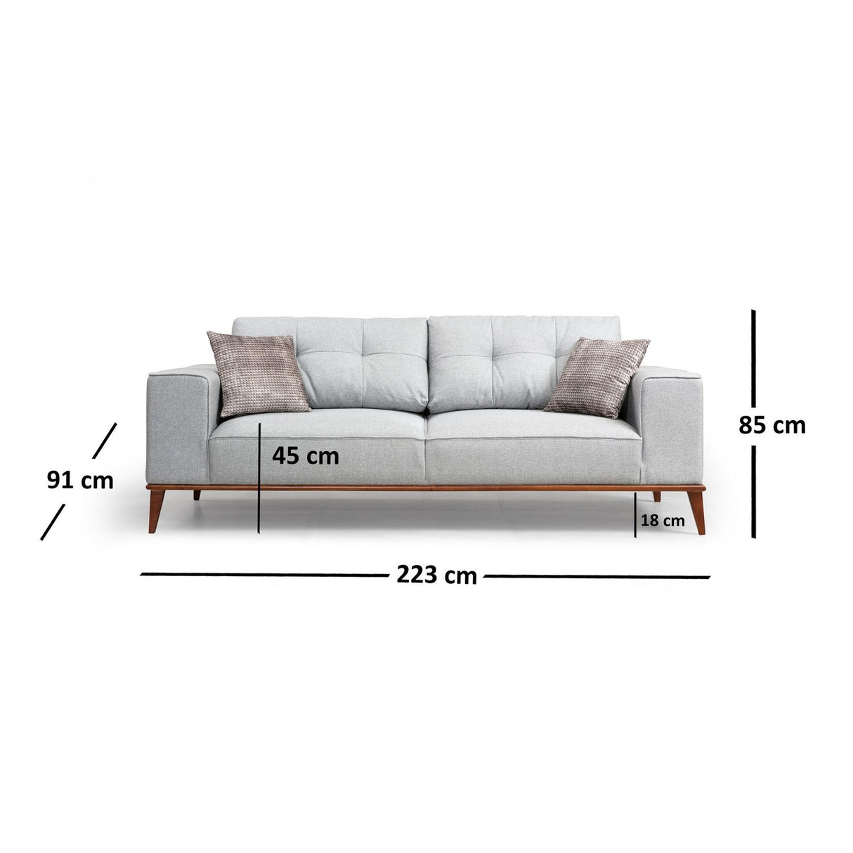 Valparaiso 3-sits (223 x 91 x 85 cm) Grå 3-sits bäddsoffa