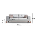Valparaiso 3-sits (223 x 91 x 85 cm) Grå 3-sits bäddsoffa