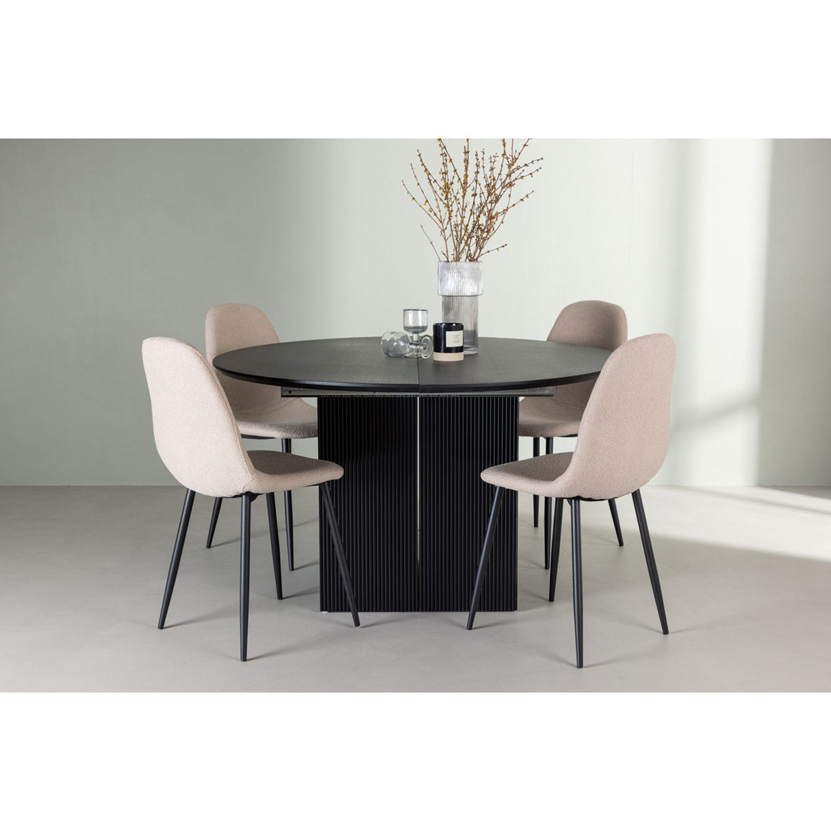 Matilda, Polar Rund matgrupp Beige,Svart, Svart, ⌀130