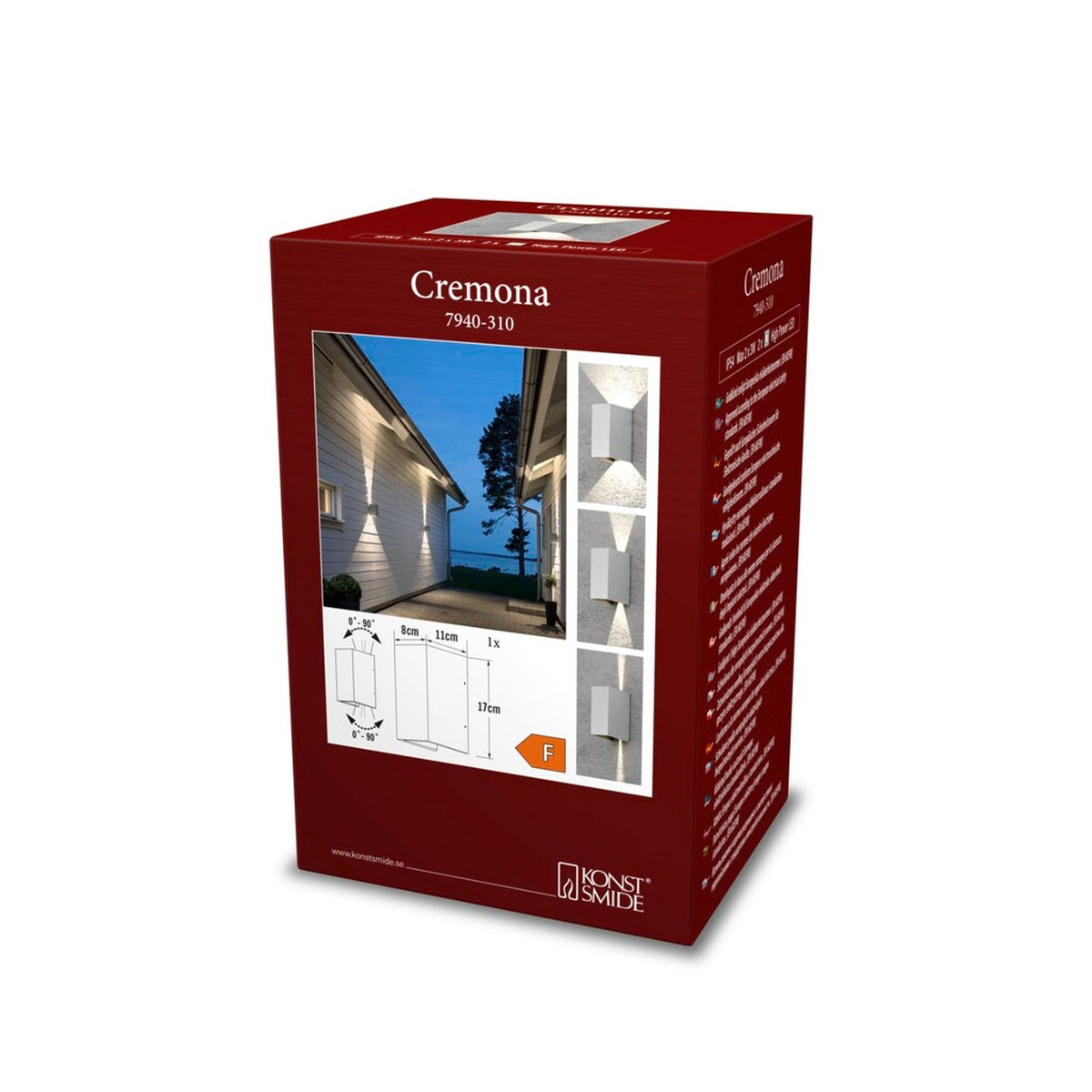Cremona HP-LED 2x3W 17 cm Vägglampa Ute Grå
