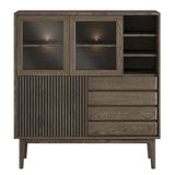 Broholm Högskåp Lameller 124x133 cm Rökoljad Ek