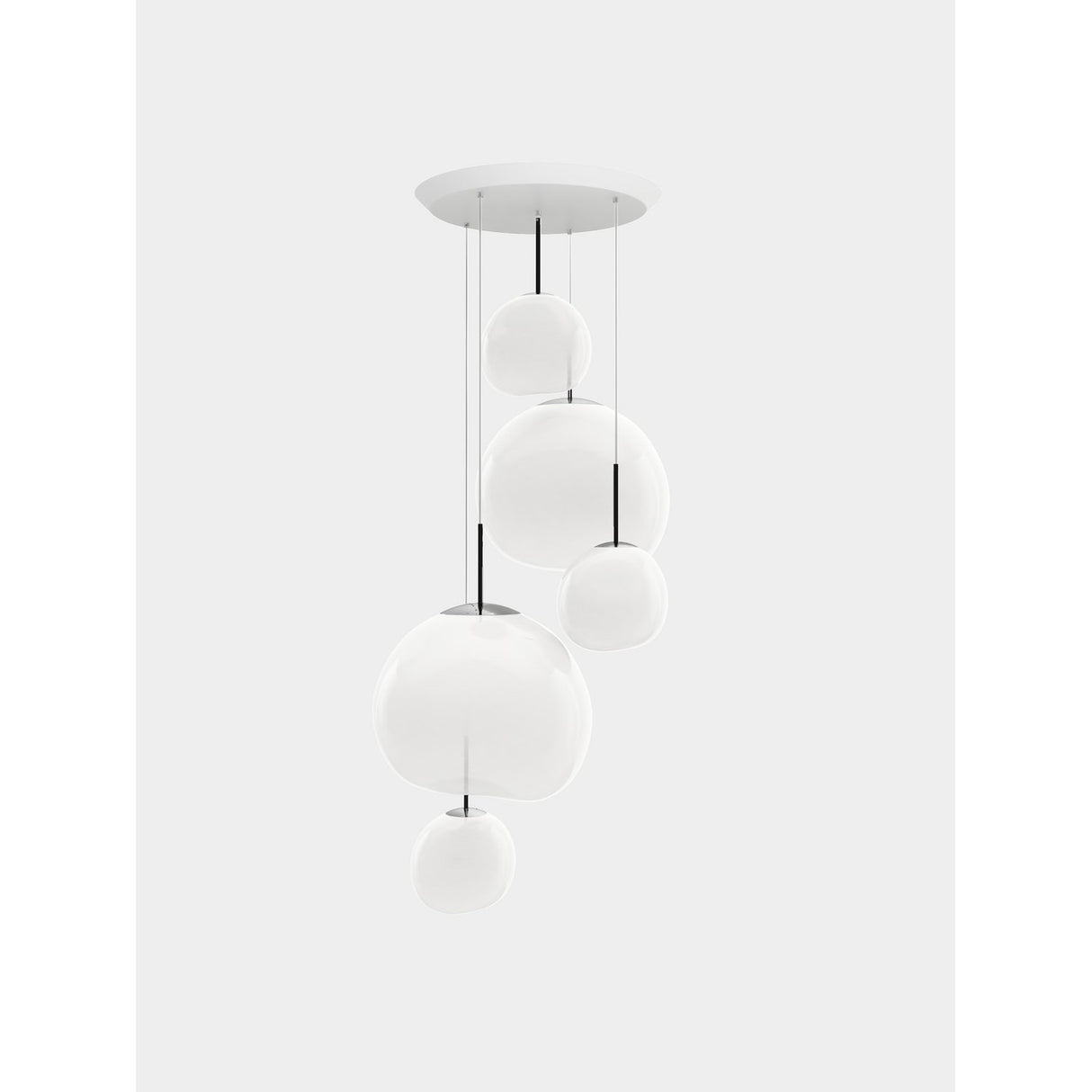 Melt Large Rund Pendelsystem LED Opalescent, Silver