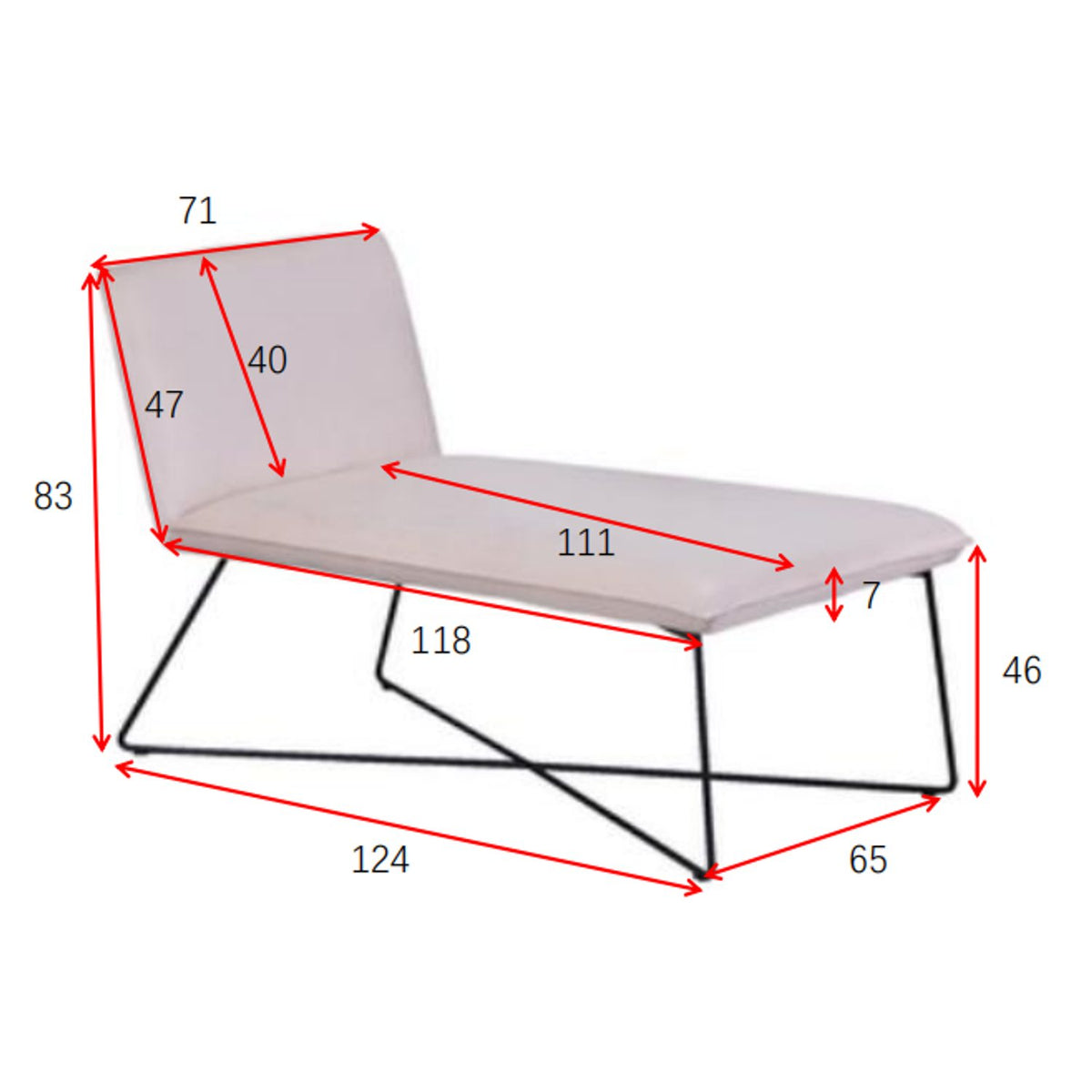 X-lounge Loungestol Beige, 128 x 83 x 71