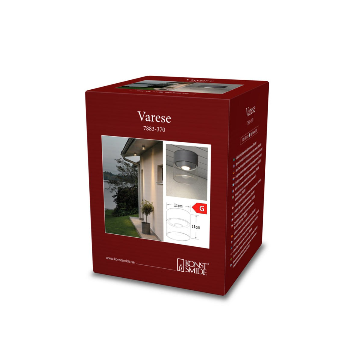 Varese LED Mörkgrå Taklampa Ute
