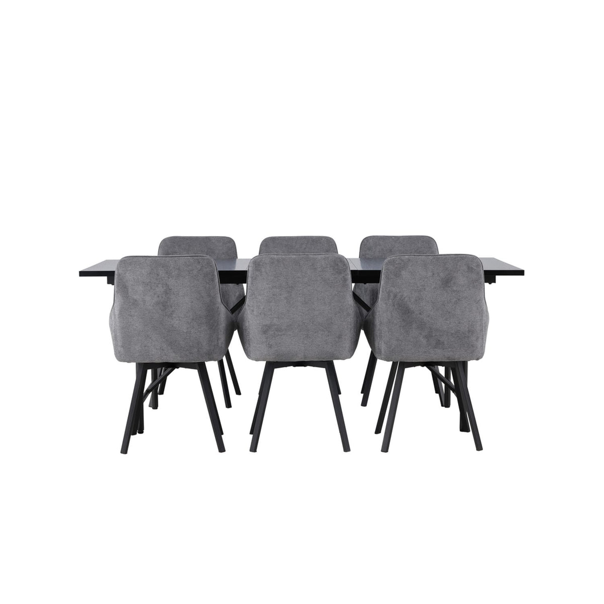 Astrid, Rosie Rektangulär matgrupp Svart,Grå, Svart, 200 x 90