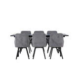 Astrid, Rosie Rektangulär matgrupp Svart,Grå, Svart, 200 x 90