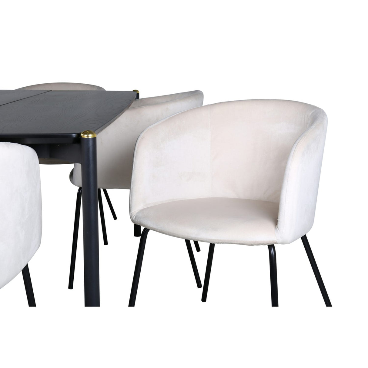 Pelle, Berit Rektangulär matgrupp Beige, Svart, Svart, 190 x 90