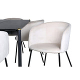 Pelle, Berit Rektangulär matgrupp Beige, Svart, Svart, 190 x 90